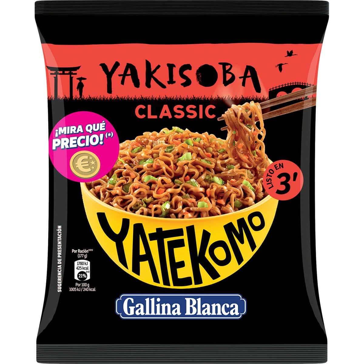 GALLINA BLANCA YATEKOMO YAKISOBA CLASSIC BOLSA 93GR