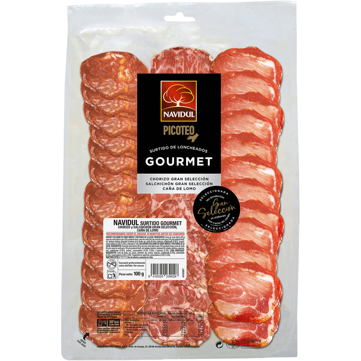 NAVIDUL SURTIDO GOURMET CHORIZO/SALCHICHON/LOMO 100GR