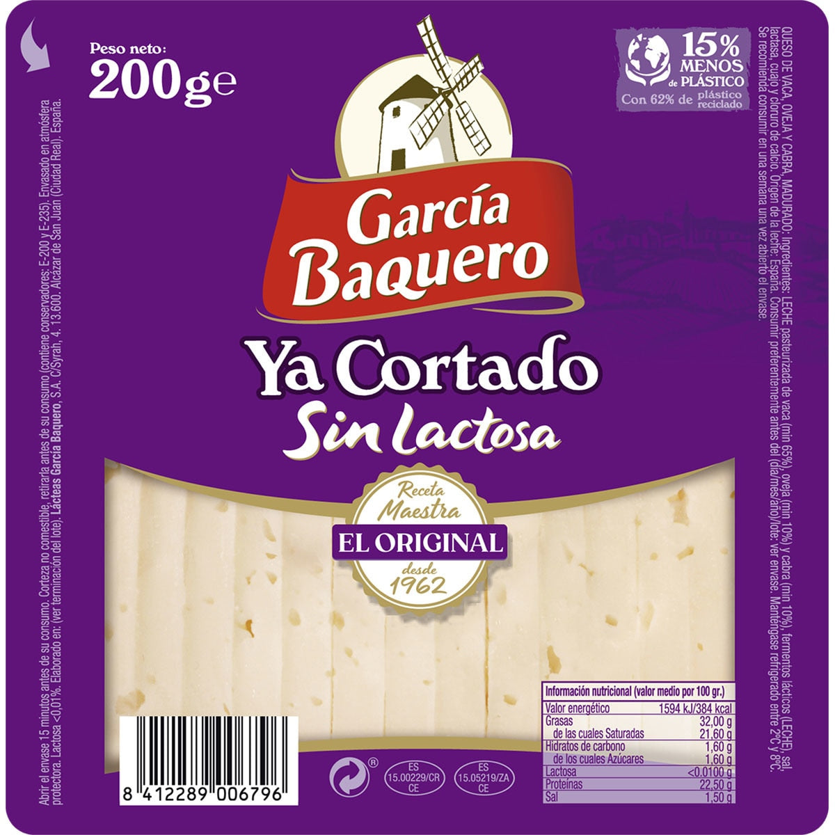 GARCIA BAQUERO YA CORTADO QUESO S/LACTOSA CUÑA 200GR