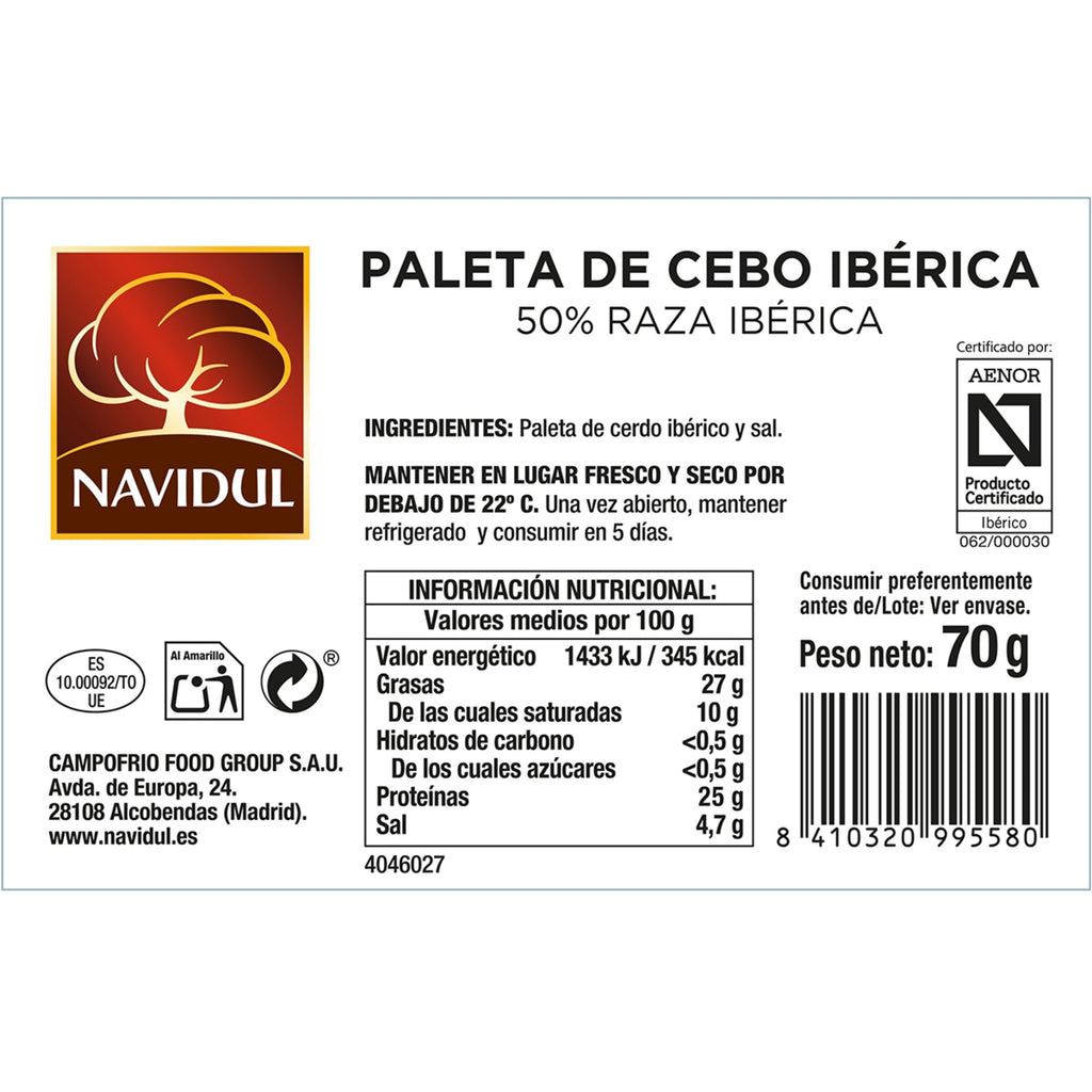 NAVIDUL PICOTEO MINI LONCHAS JAMON CEBO IBERICO 65GR