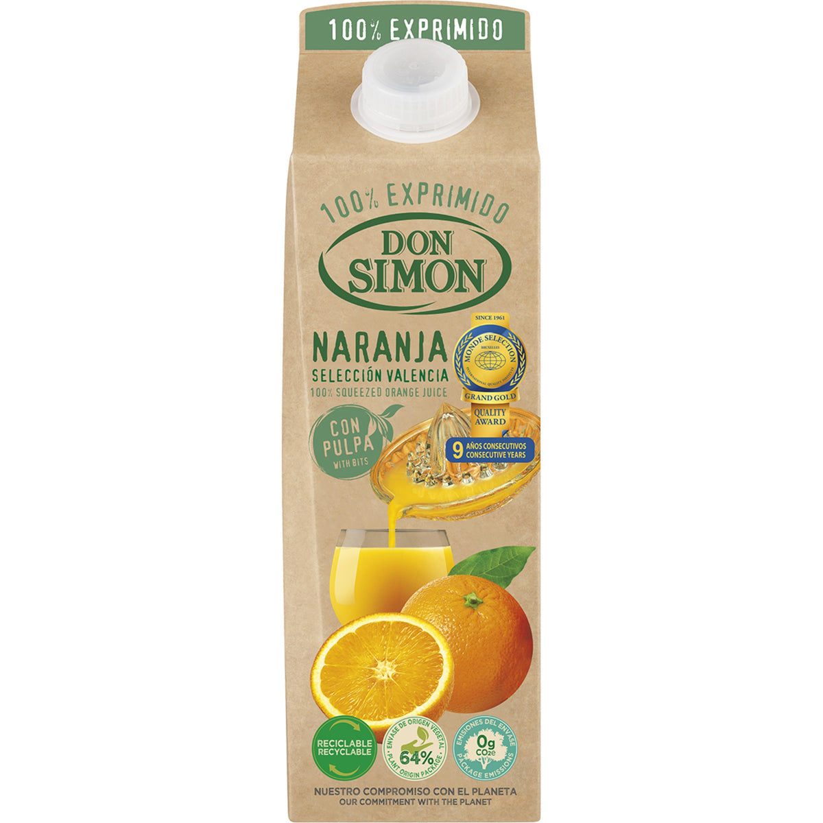 DON SIMON ZUMO NARANJA PREMIUM CON PULPA BRIK 1 LITRO.