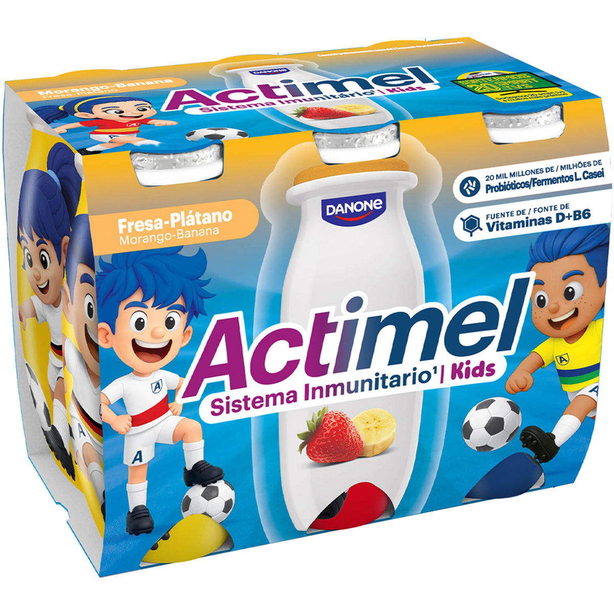 DANONE ACTIMEL FRESA PLATANO PACK 6 600GR