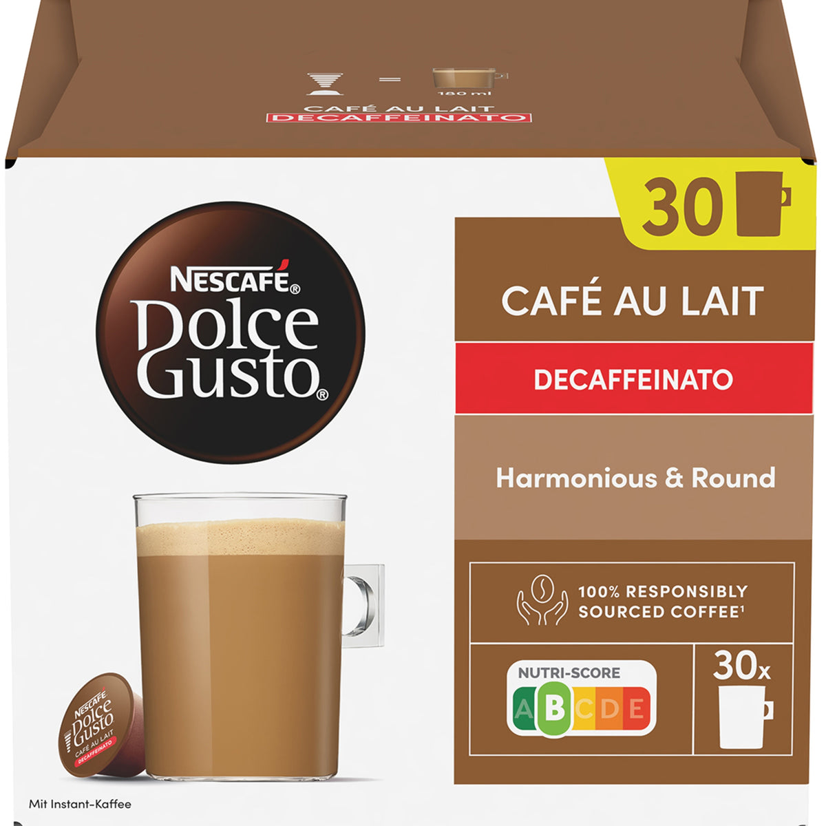DOLCE GUSTO CAFE CON LECHE DESCAFEINADO 30 CAPSULAS