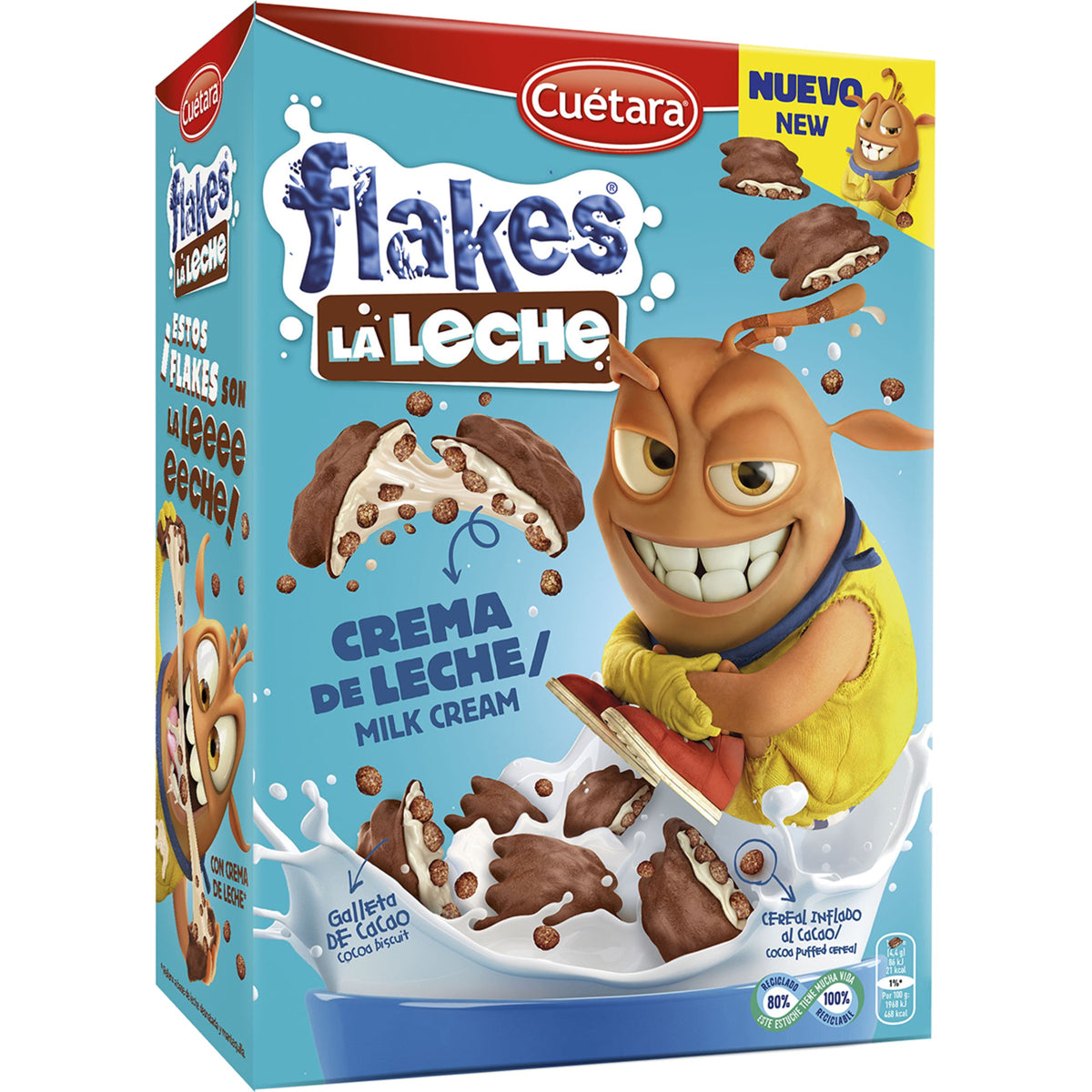 CUETARA CHOCOFLAKES CREMA DE LECHE 480GR