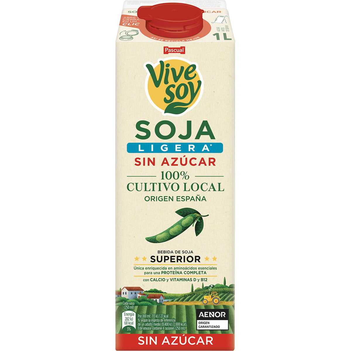 VIVE SOY BEBIDA DE SOJA LIGERA Y SIN AZUCAR BRIK 1L