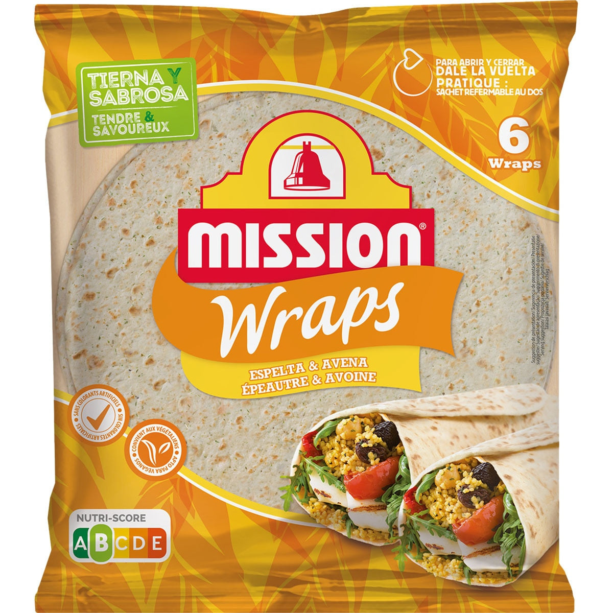 MISSION WRAPS ESPELTA Y AVENA 25CM PACK 6 370GR
