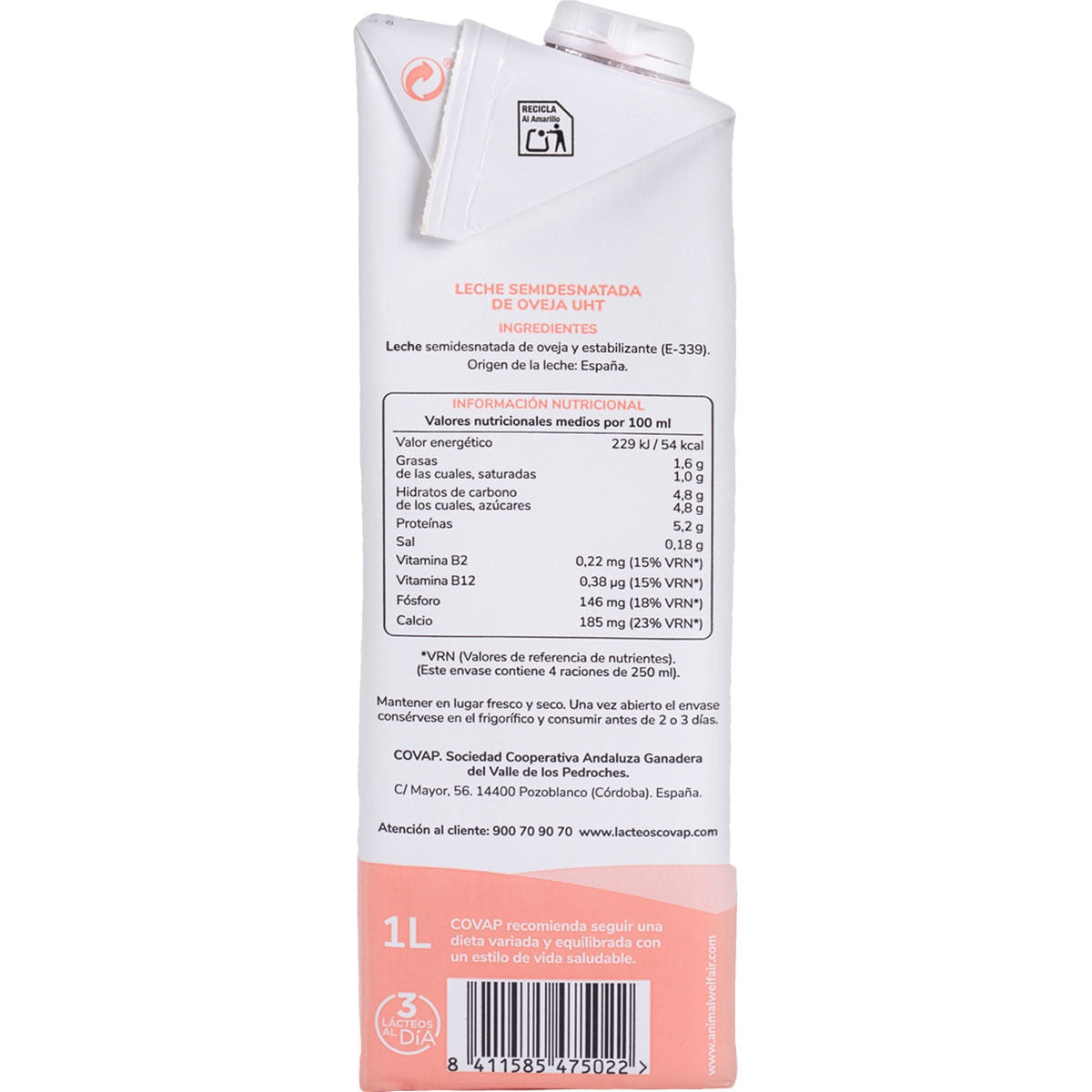 COVAP LECHE DE OVEJA SEMIDESNATADA 1L