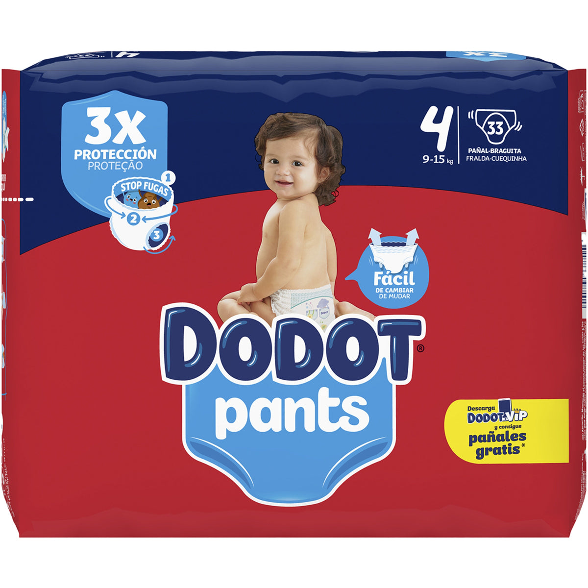 DODOT PANTS TALLA 4 9-15KG 33 UNID