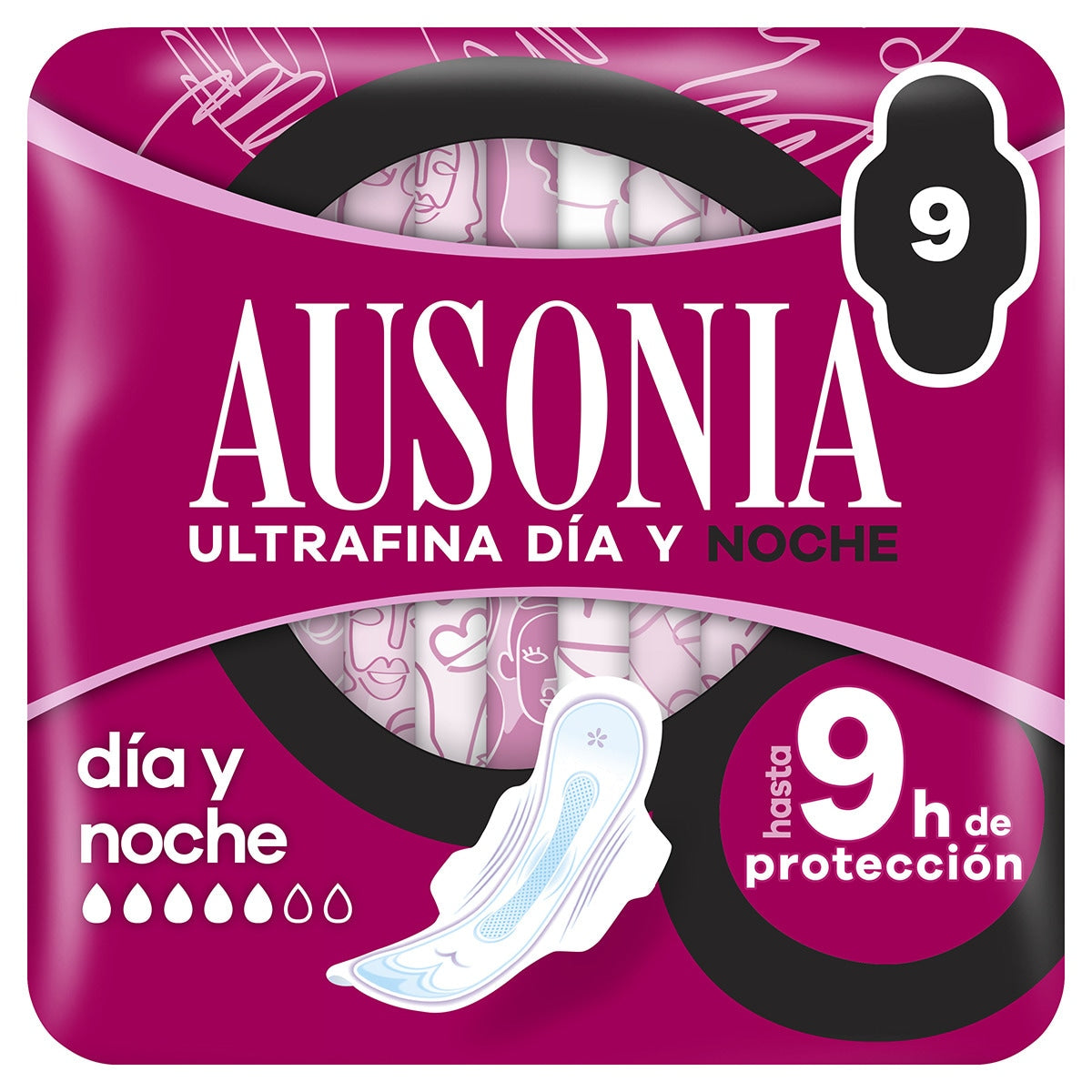 AUSONIA COMPRESA ALAS NOCHE 9 UNIDADES