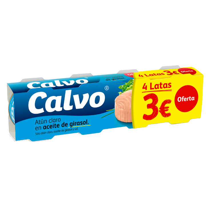 ATUN CALVO CLARO ACEITE GIRASOL PACK-4X52GR PVP 3€