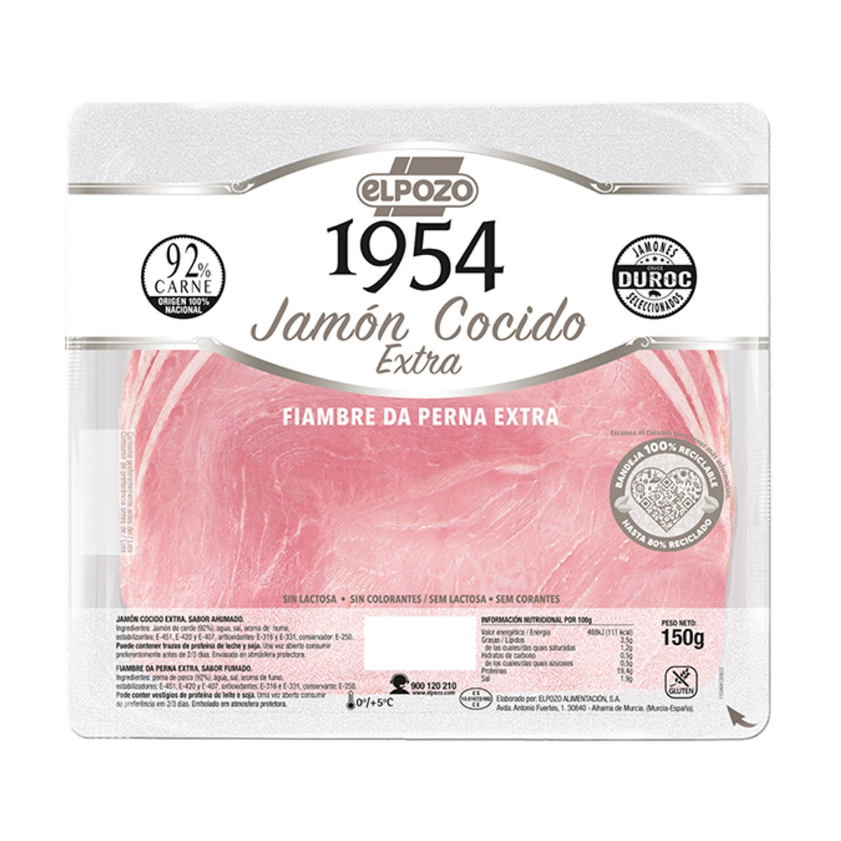 Elpozo Jamon Cocido 1954 Duroc Lon.frescas 150 g