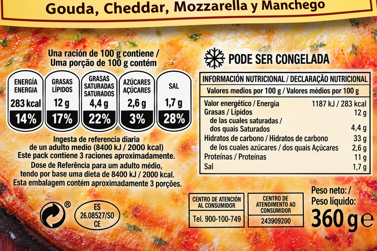 CAMPOFRIO PIZZA 4 QUESOS 365G