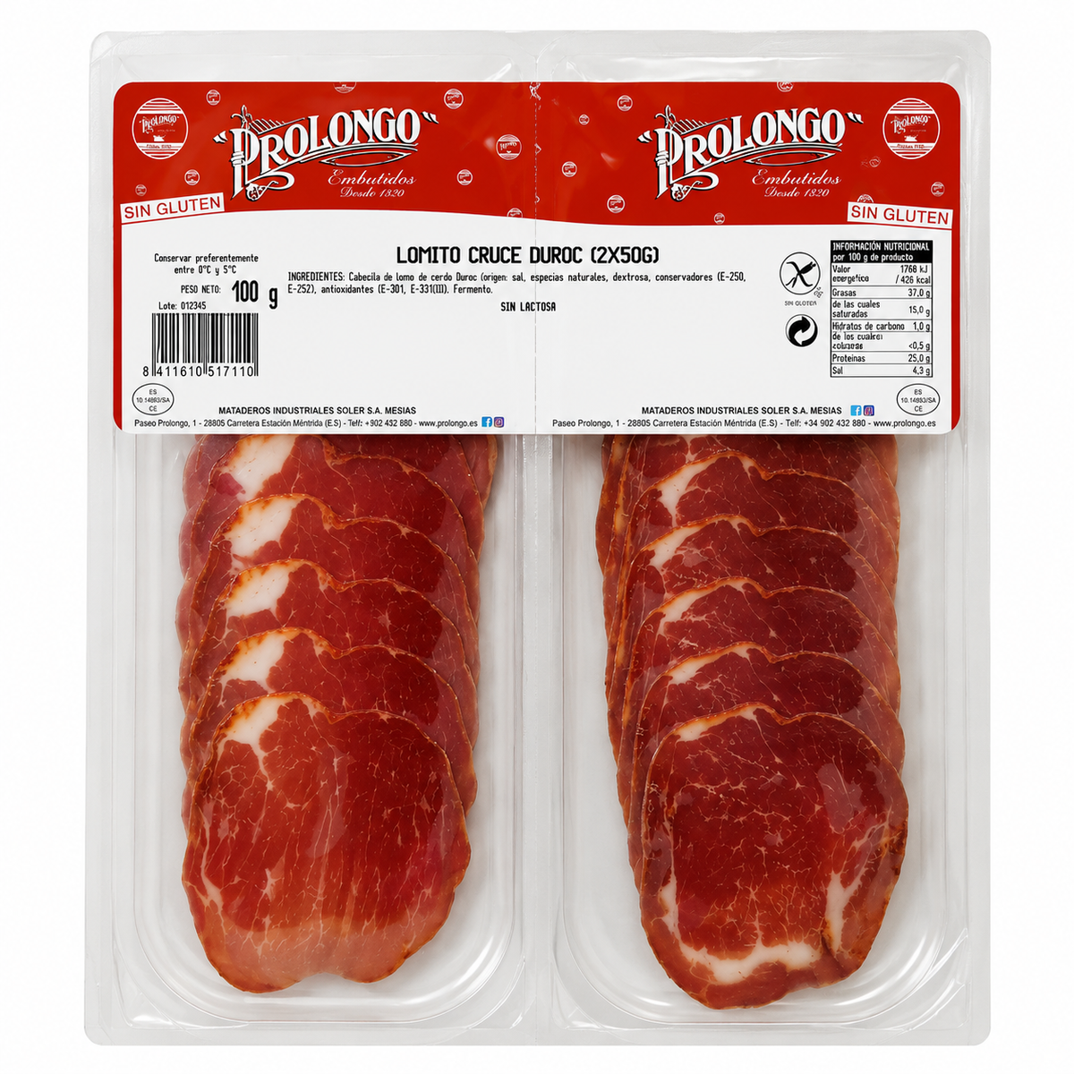 PROLONGO LOMITO CRUCE DUROC PACK 2 X 50GR