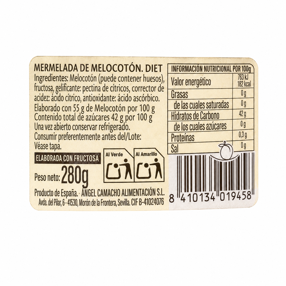 MERMELADA VIEJA FABRICA MELOCOTON 280 GRS