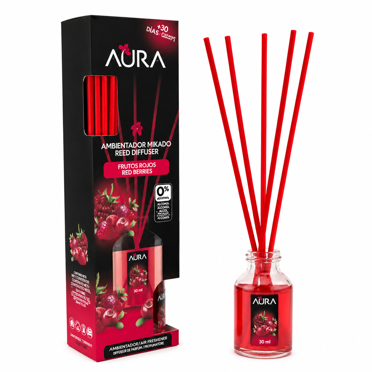 AURA AMBIENTADOR MIKADO FRUTOS ROJOS 30ML