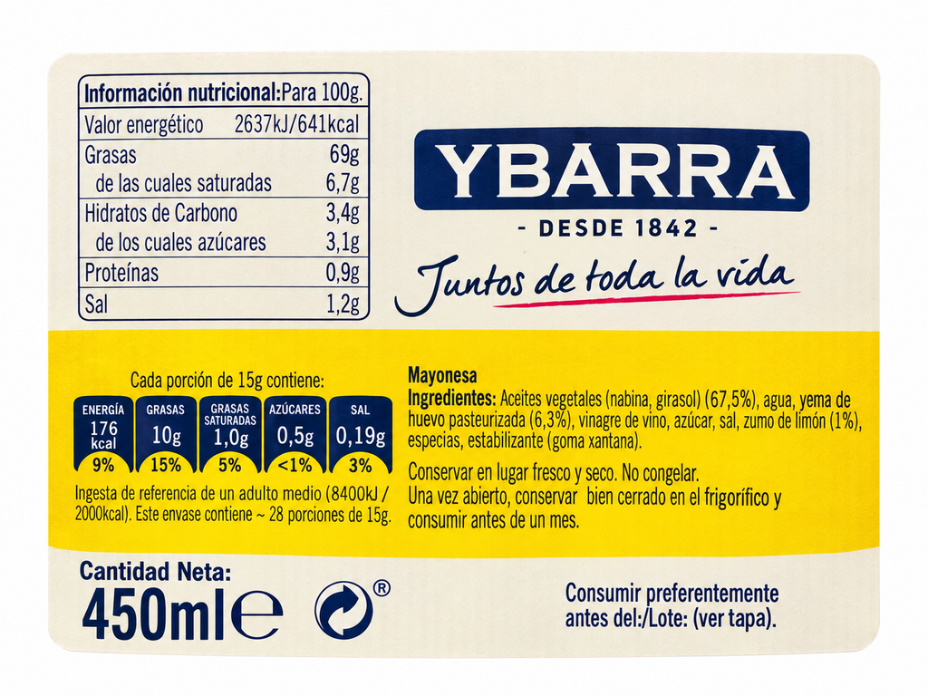 MAYONESA YBARRA BOTE 450ML