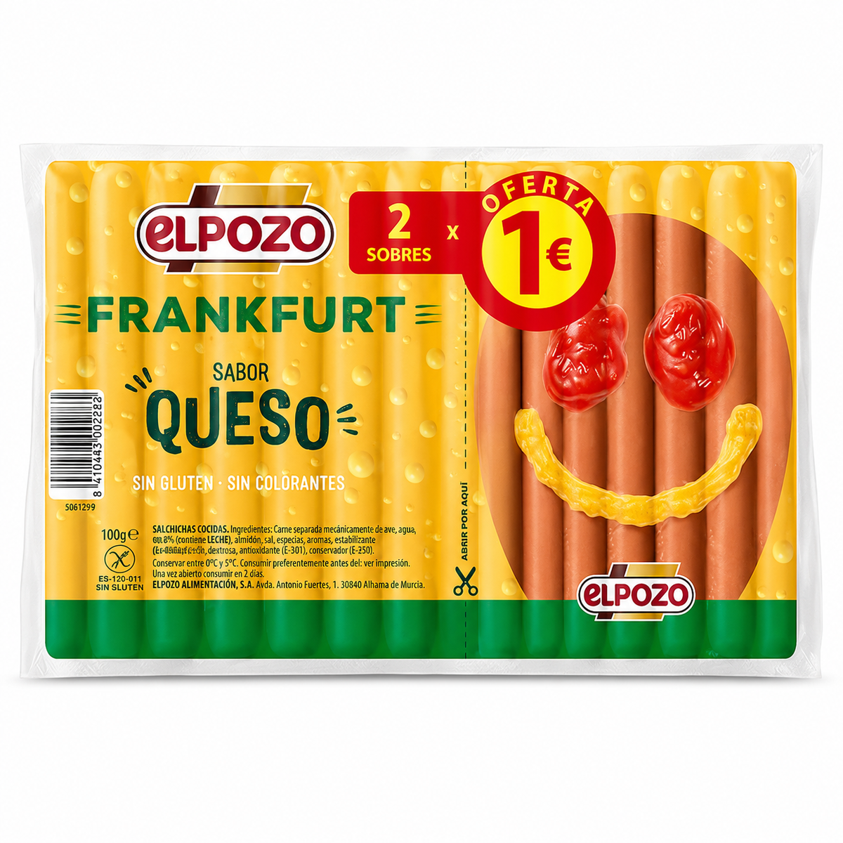 ELPOZO SALCHICHAS FRANKFURT QUESO PACK 2 X 140GR