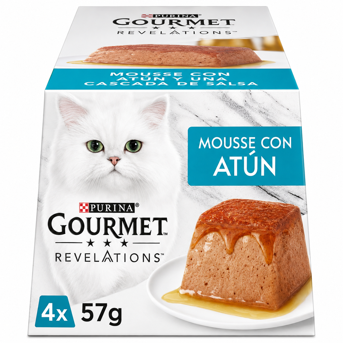 PURINA GOURMET REVELATIONS MOUSSE CON ATUN PACK 4X57GR