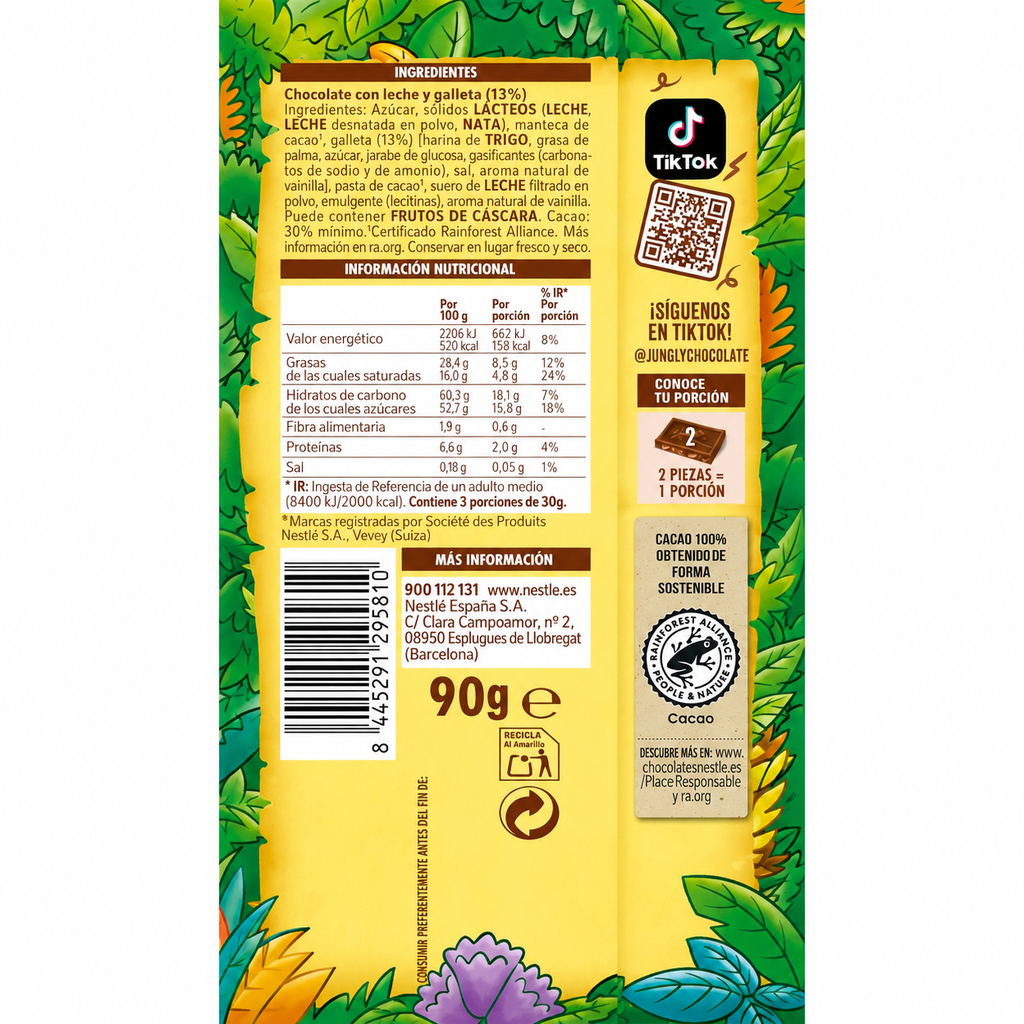NESTLE JUNGLY CHOCOLATE Y GALLETA 90GR