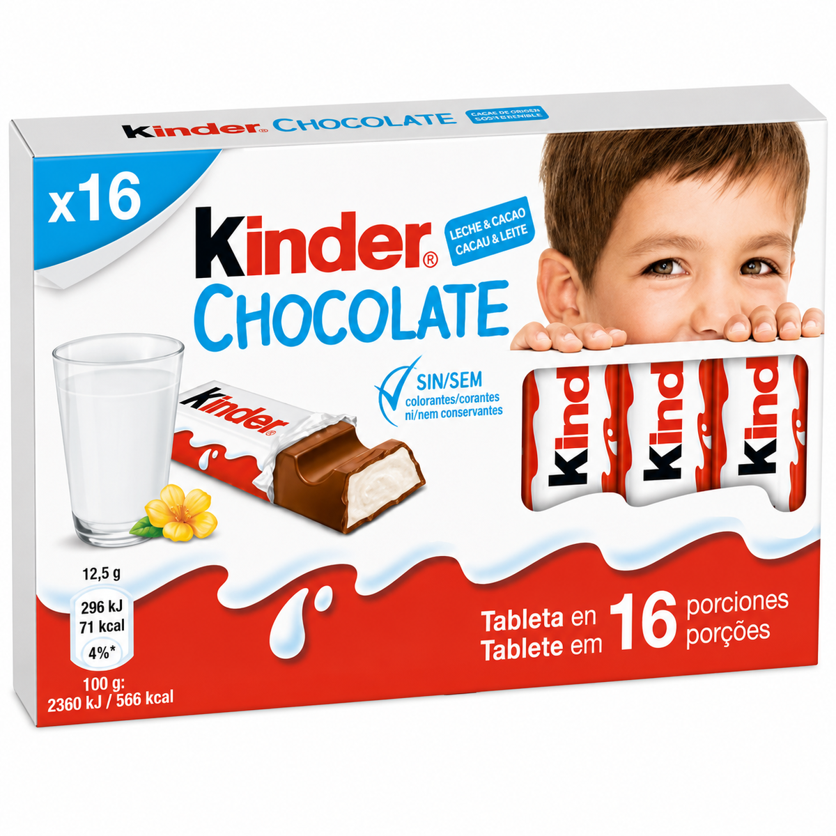 KINDER CHOCOLATE TABLETA 16 UD 200GR