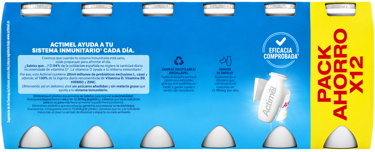 DANONE ACTIMEL LIQ NATURAL 0% P-12 U