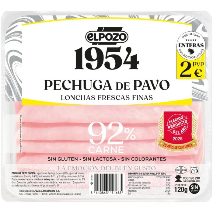 ELPOZO PECHUGA PAVO 1954 LONCHAS 120GR