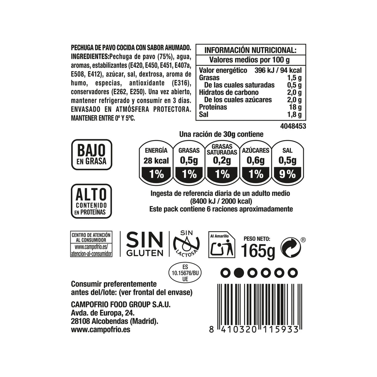 CAMPOFRIO PAVO BRASEA.FINIS. 115GR