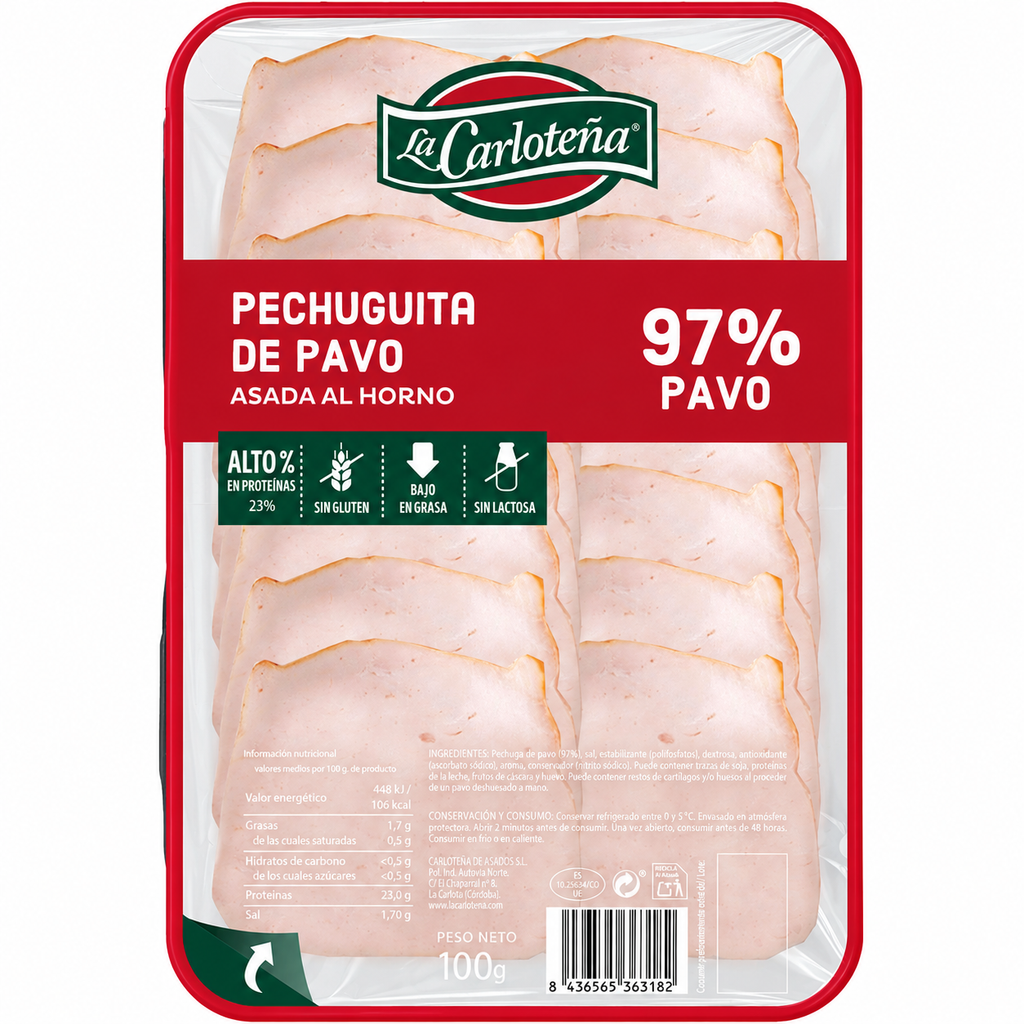 CARLOTEÑA PECHUGUITA PAVO ASADO LONCHAS 100GR