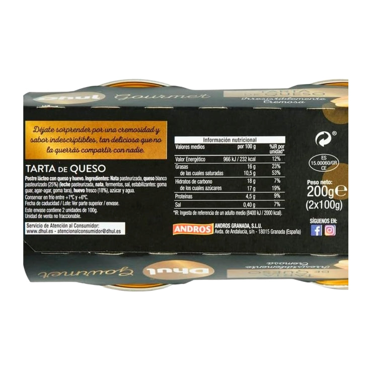 DHUL TARTA DE QUESO PACK 2 X 100GR