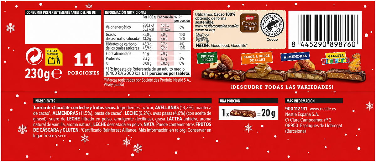 NESTLE EXTRAFINO TURRON FRUTOS SECOS 230GR