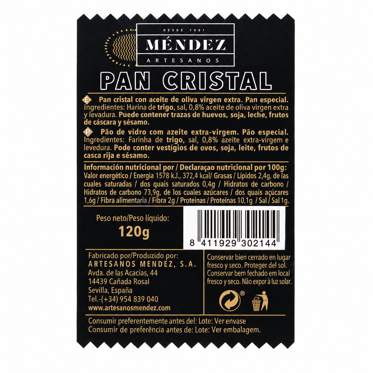 MENDEZ PAN CRISTAL EXTRA CRUJIENTES 120GR