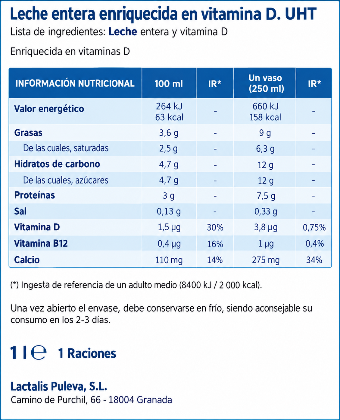 (*) LECHE PULEVA ENTERA BRICK 1 L.