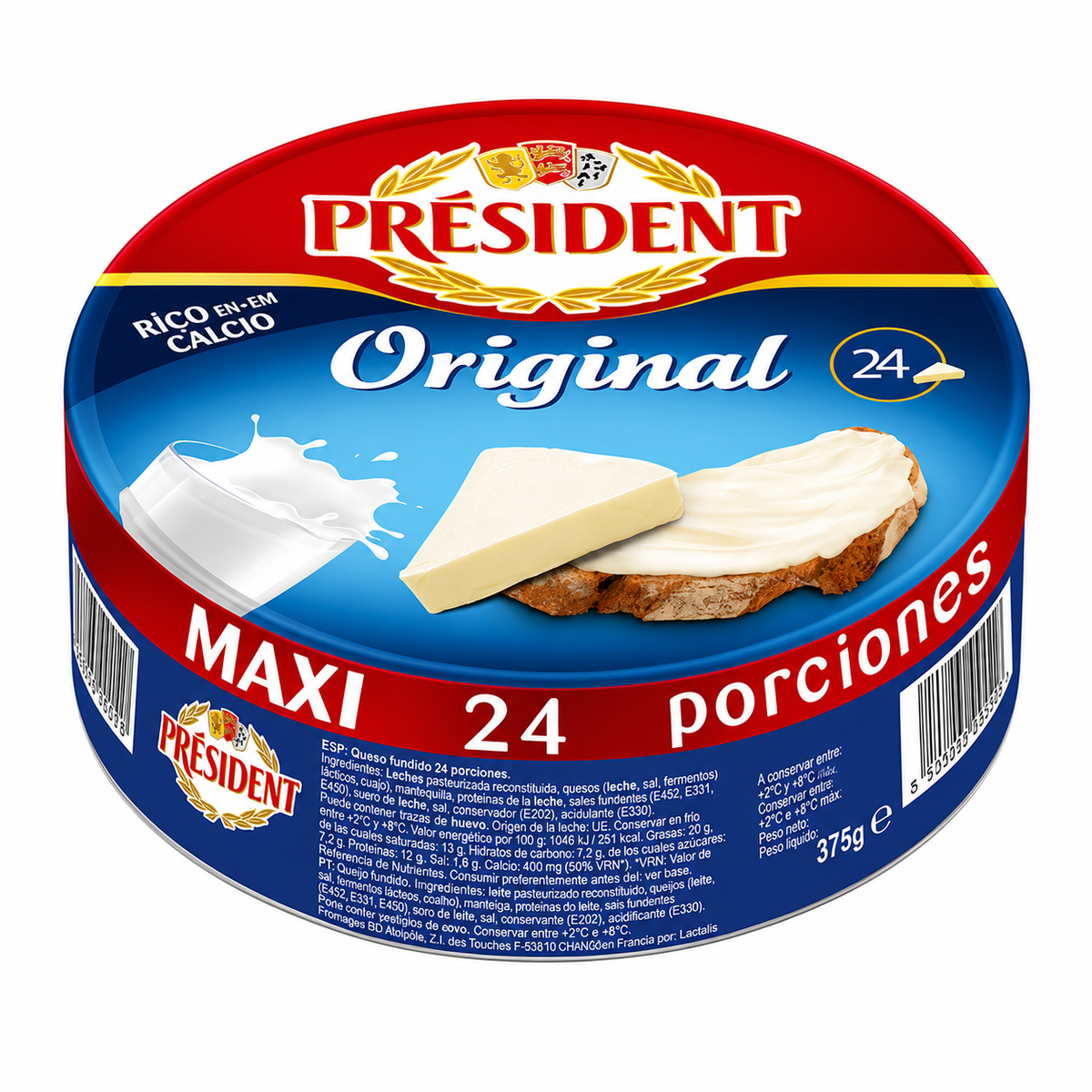 PRESIDENT QUESITOS FUNDIDOS 24 PORCIONES 375GR