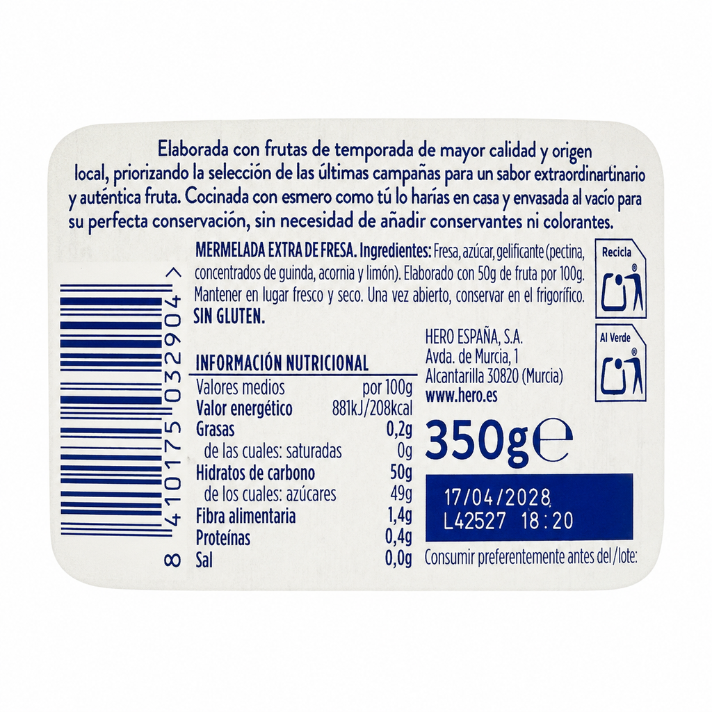 HERO CONFITURA TEMPORADA FRESA 350GR