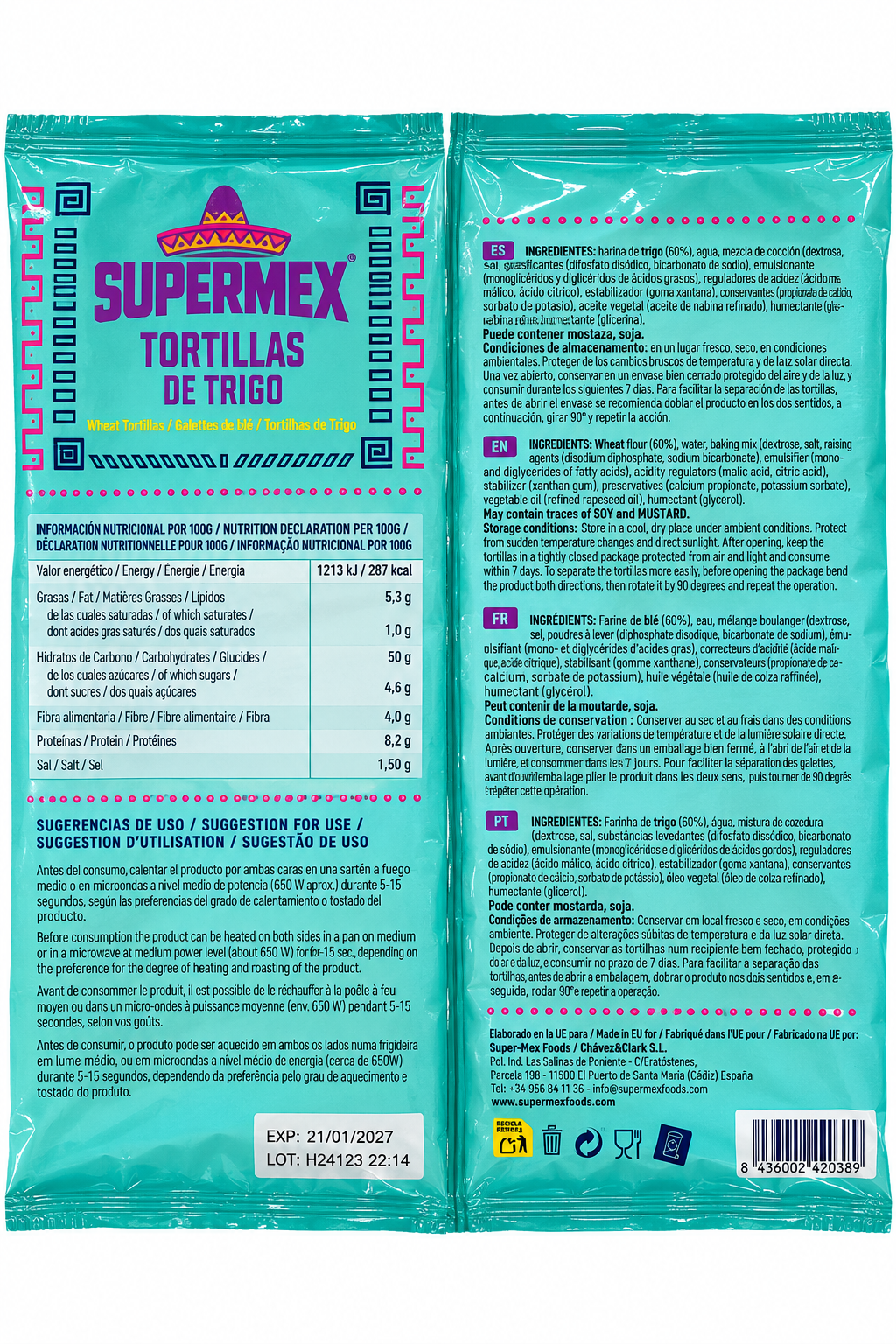 SUPER MEX TORTILLAS TRIGO PACK 12 25CM