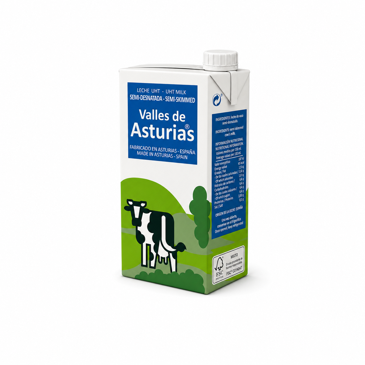 VALLE DE ASTURIAS LECHE DESNATADA 1L
