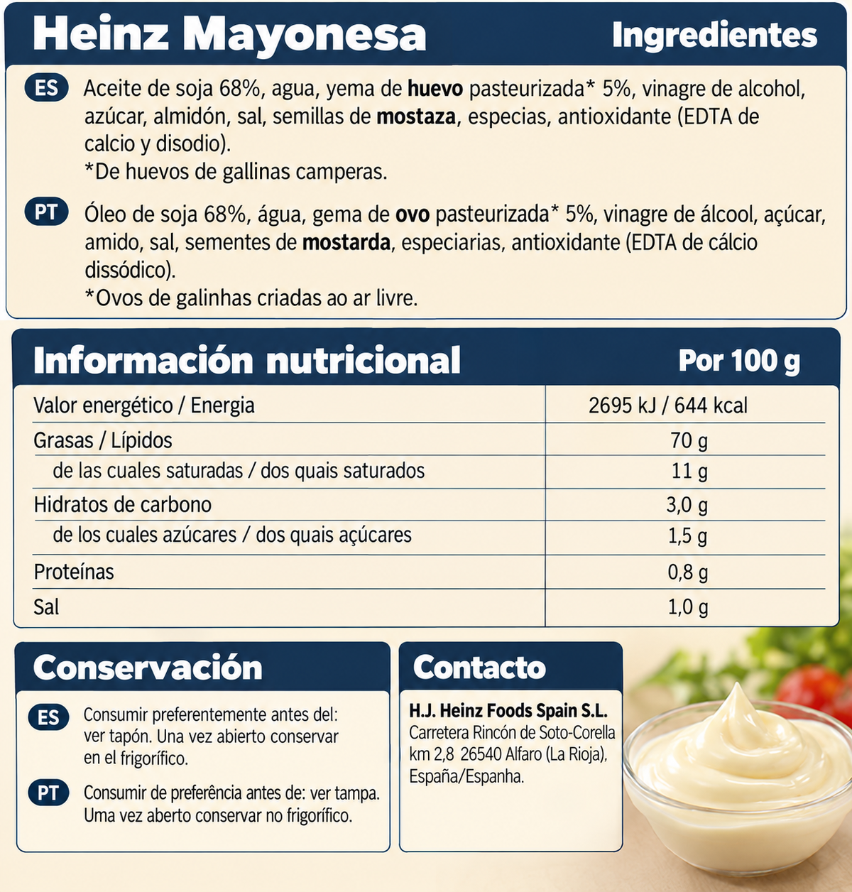 Heinz Mayonesa Deliciosa Cristal 460 g