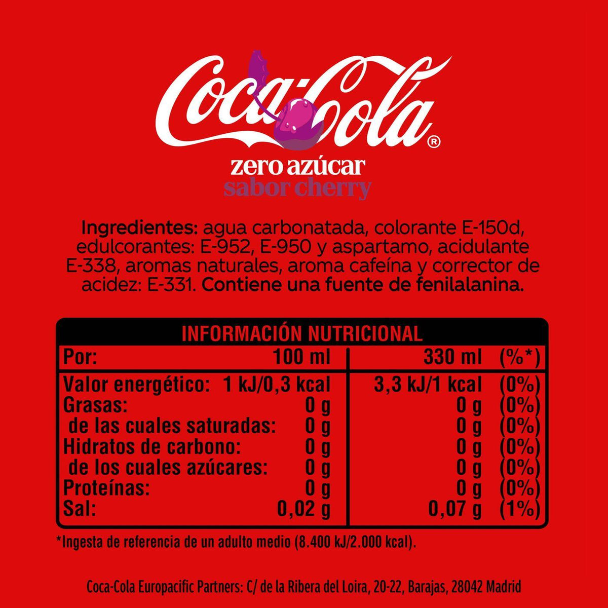COCA COLA ZERO CHERRY 33 CL