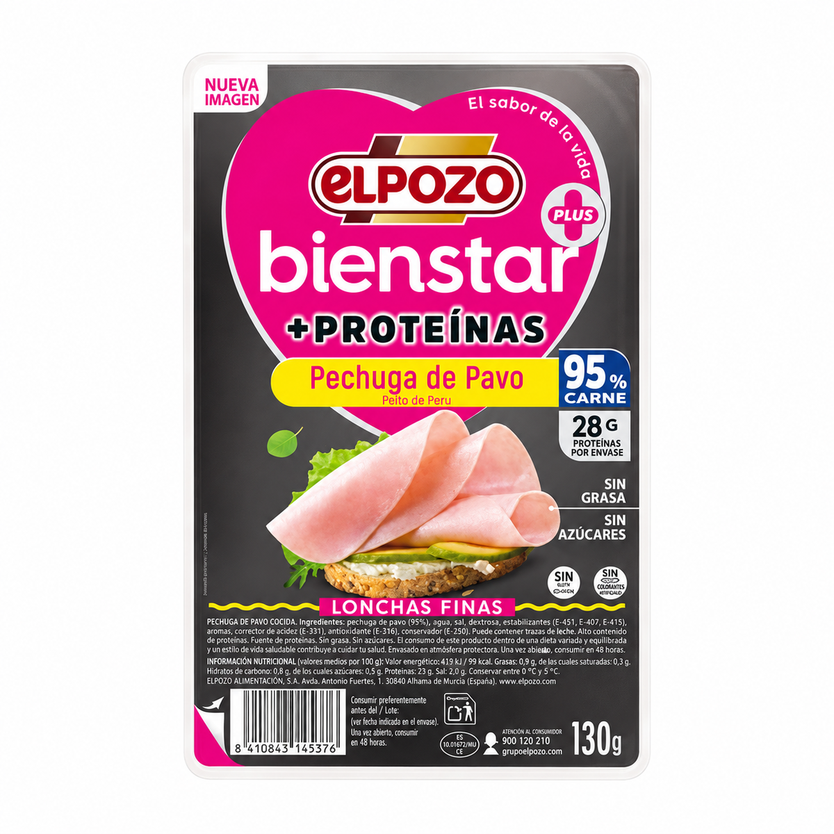 ELPOZO PECHUGA PAVO + PROTEINA LONCHAS 130GR