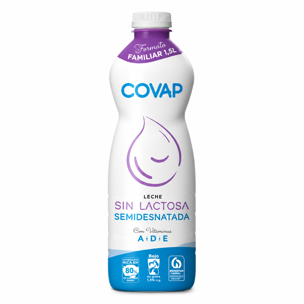 COVAP LECHE SEMIDESNATADA SIN LACTOSA 1,5L