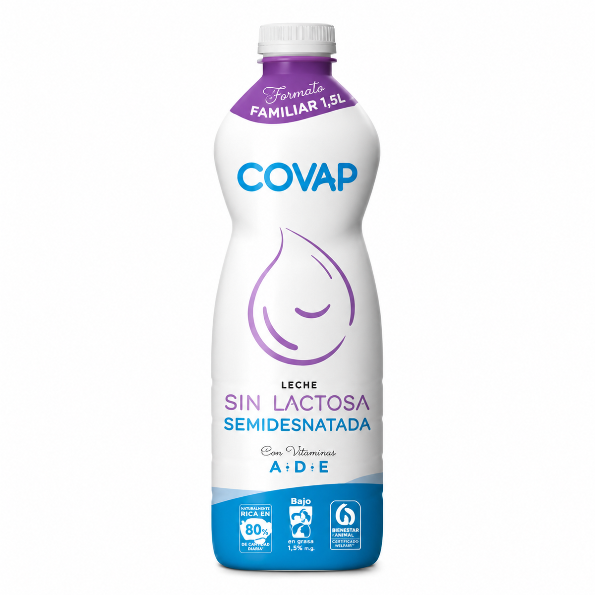 COVAP LECHE SEMIDESNATADA SIN LACTOSA 1,5L