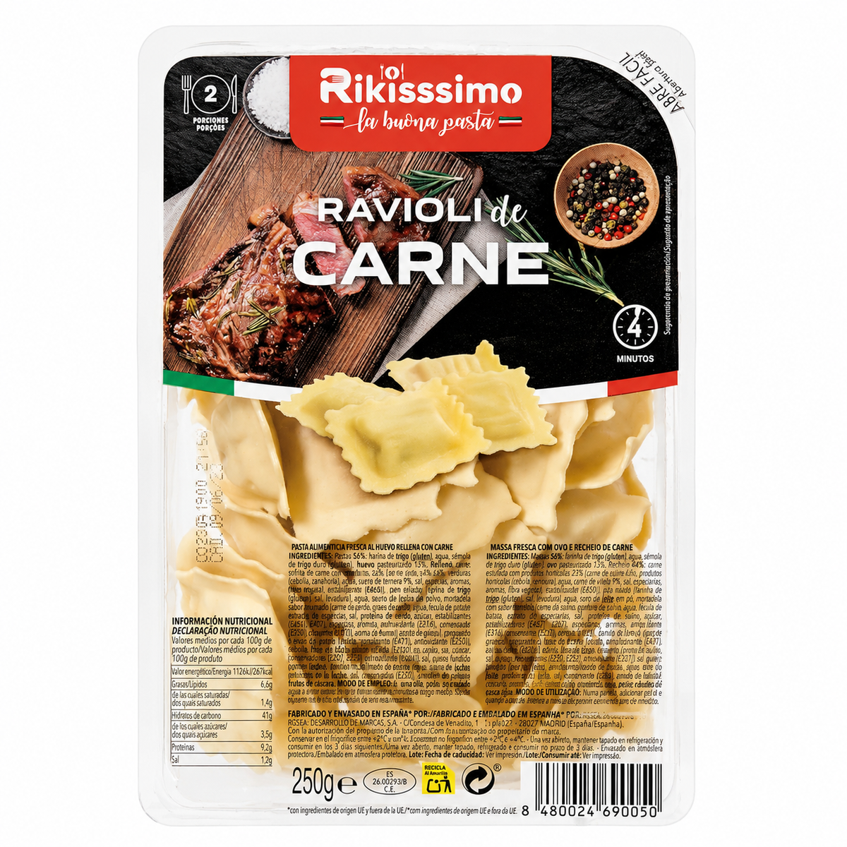 RIKISSIMO RAVIOLI CARNE 250 G