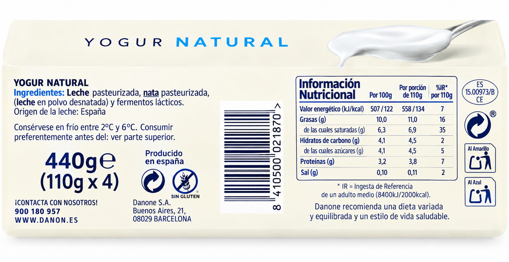 DANONE OIKOS NATURAL PACK-4 X110