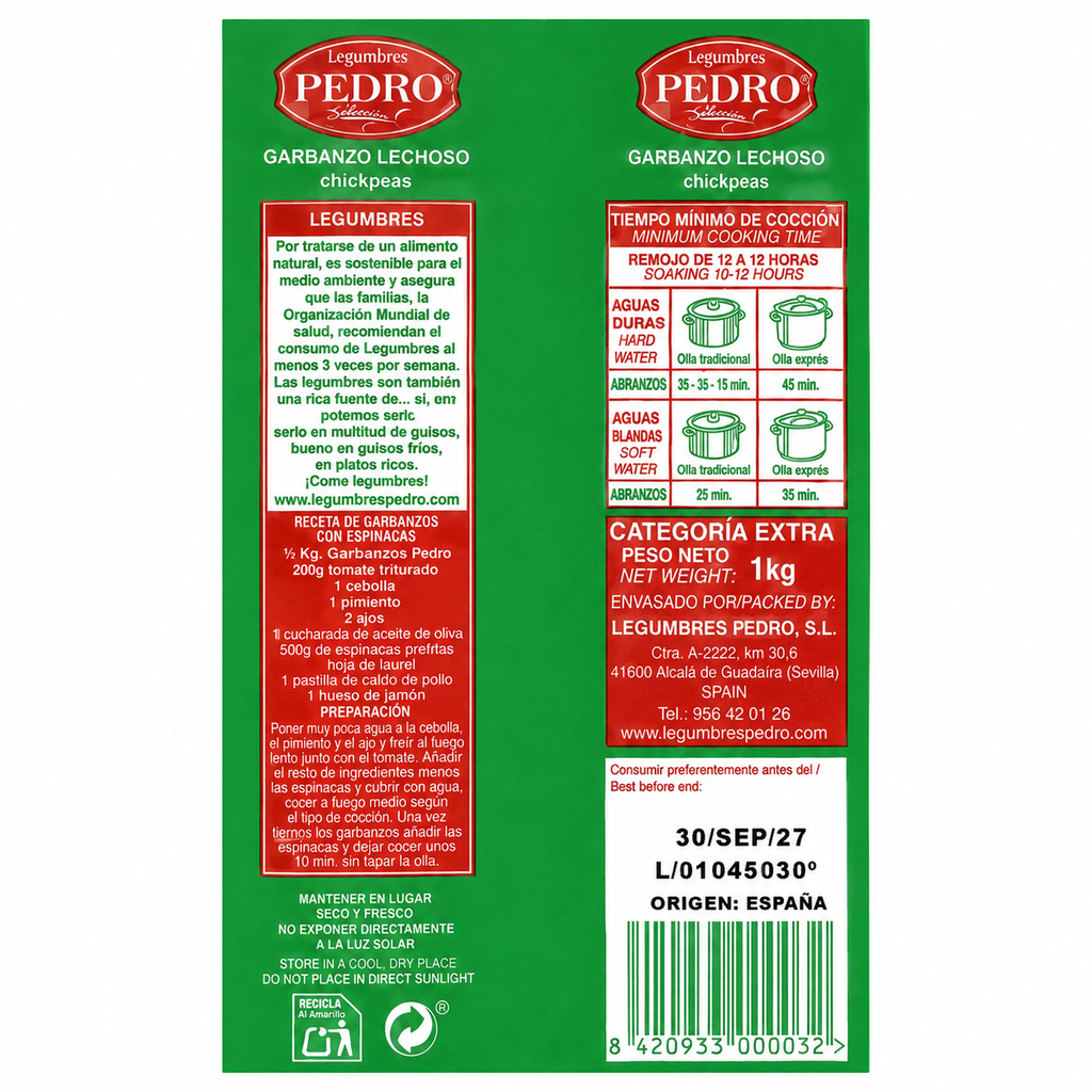 GARBANZO LECHOSO PEDRO 1KG