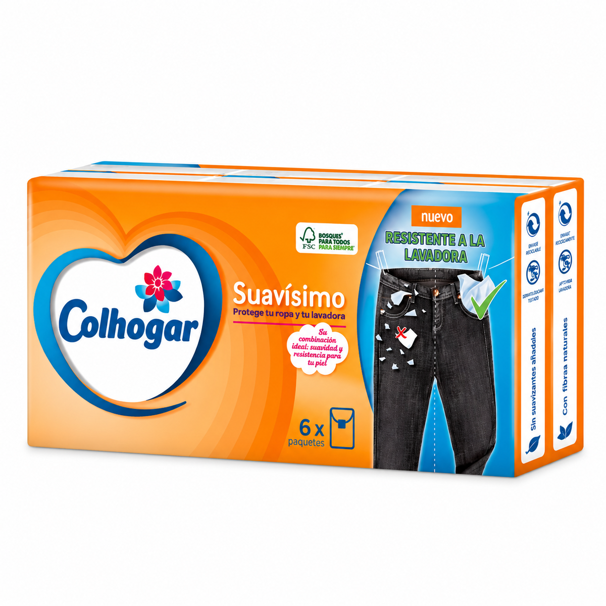 COLHOGAR PAÑUELOS BLANCOS COMPACT PACK 6