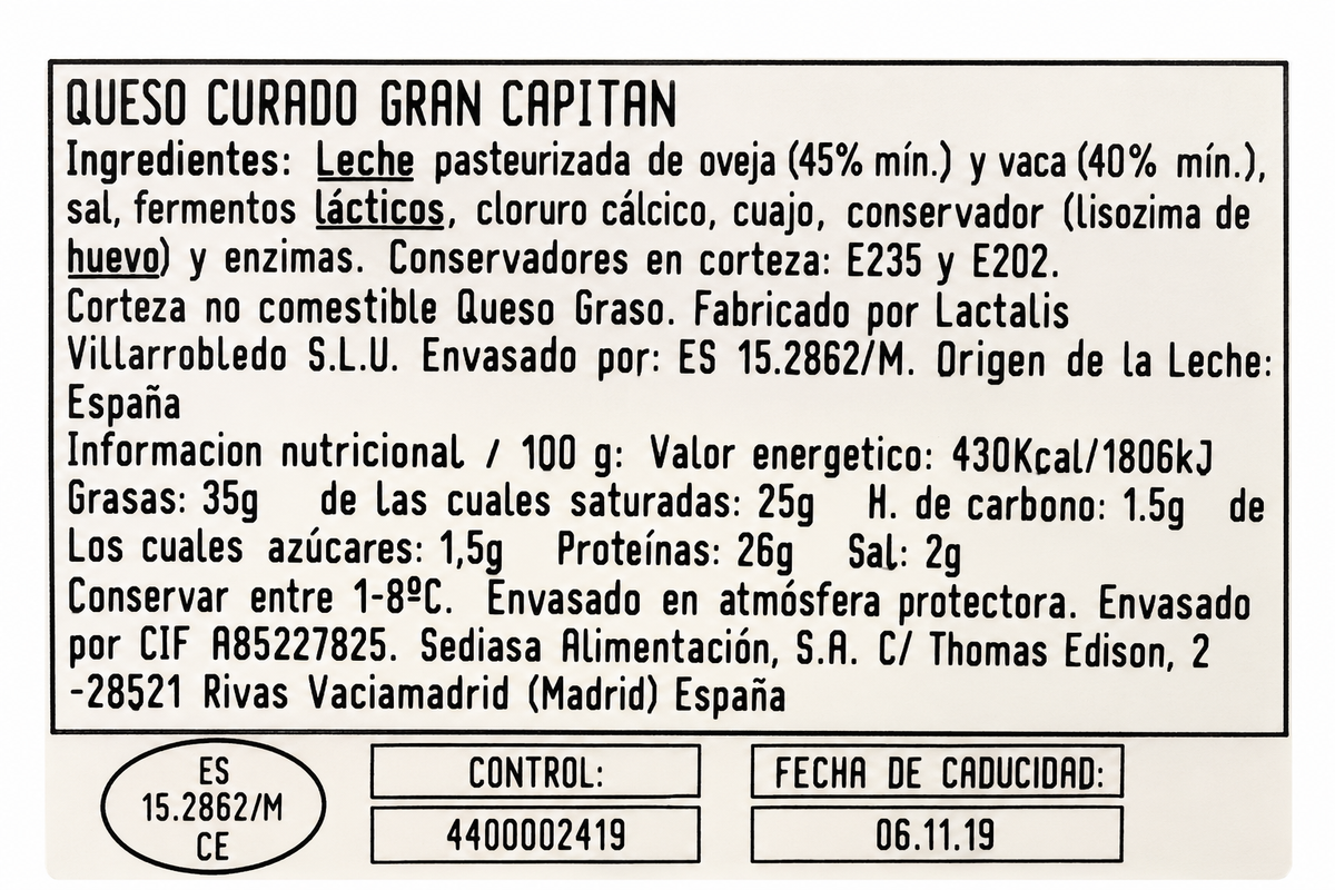 G.CAPITAN CURADO CORTADITAS 210G.