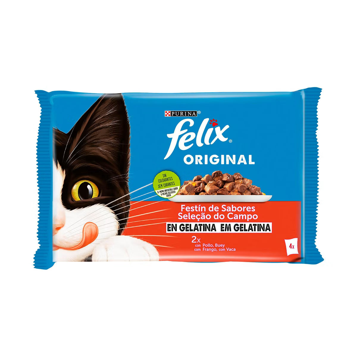 FELIX ORIGINAL GELATINA FESTIN SABORES CARNE PACK 4 X 85GR