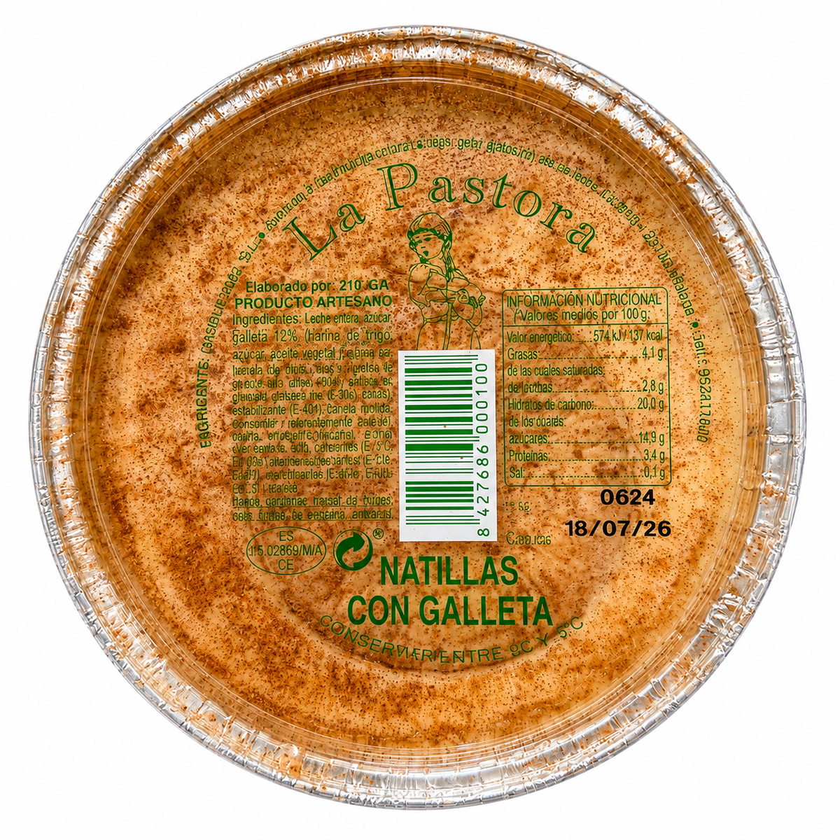 LA PASTORA NATILLAS CON GALLETA 210GR