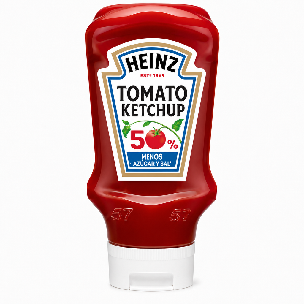 HEINZ TOMATO KETCHUP 50% MENOS AZUCAR Y SAL 500ML