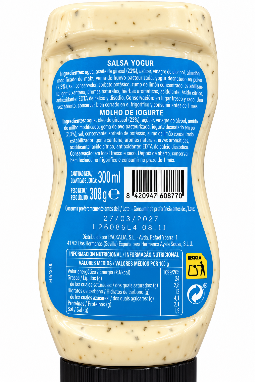AYALA SALSA YOGUR PET 300 ML